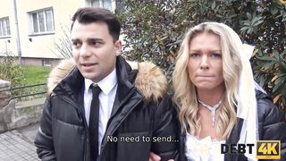 DEBT4k. Blond bride dragged inside sex with loan shark near
