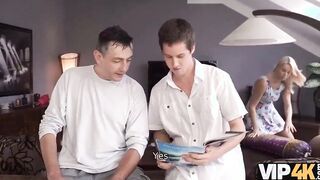VIP4K. Classy blonde boned by BFs skilled stepdad next to