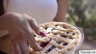 Horny milf lets TS neighbor fuck her pie