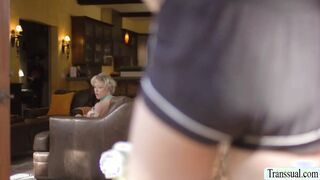 Horny milf lets TS neighbor fuck her pie