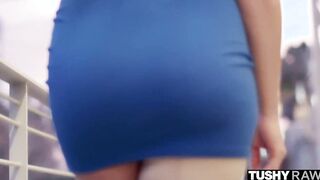 TUSHYRAW Curvy dark haired gapes her tight butt wide open