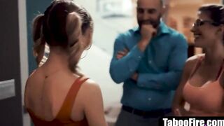 Young cheerleader pressured inside sex by milf trainer & her