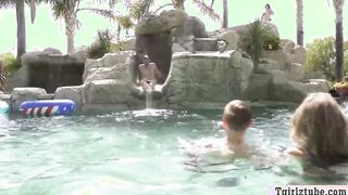 Tranny babes orgy bareback anal at pool