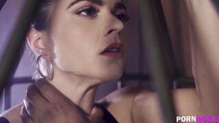 Caged Hispanic inside Strap Pvc Costume Marta La Croft Deepthroats Monster bbc into the Basement
