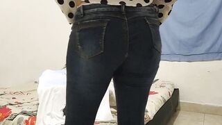 My Colombian stepsister inside the United States enters my room without knocking and sees me masturbating, she lets me strokve her great booty and I make her suck before someone comes