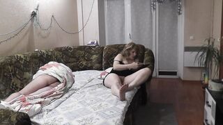 When mommy is away step dad nailed step daughter doggy style on same bed where her hubby sleeps. Family sex