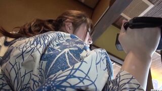 Bottomless Japanese new hire fingers while filming sex party