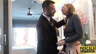 Fetish bimbo deep throats Pascal Whites penis