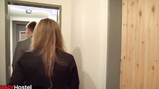 3 way babes enjoy hostel room cowgirl and pussylicking sex