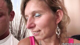 Unshaved twat girlfriends mother ride his penis