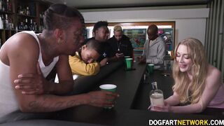 Emma Starletto bartends and cocktends 5 huge dicked dudes