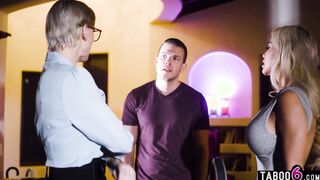 Always fighting stepmom MILFs Kenzie Taylor and Caitlin Bell needed an intervention from stepson
