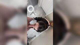 Turned On Cougar Deepthroats pov inside Restroom