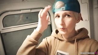 Masturbate into train bathroom