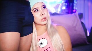 Freaky blonde is desperate to put her bf's penis into her mouth