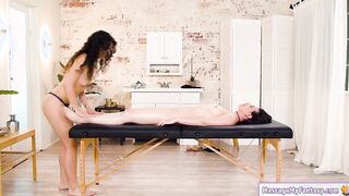 Masseuse oil massages and lick lesbian