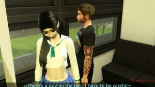 Sims four, Japanese college women groped and boned with no mercy into bus