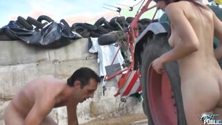 Babe dark hair have sex public with worker