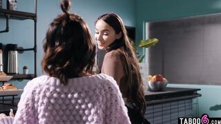 Lesbian barista sex at work with GF