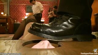Bound service sluts whipped at party