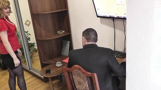 Office sex. Concealed camera inside office. Boss fucks secretary on desktop with doggy style and into front. Cream Pie. Creampie. Cum into cunt. Bombshell Frina Secretary Boss