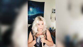 Amateur Older Old Lady give JOI with Stocking Play