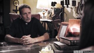 Priest fucks cheating babe to keep quiet