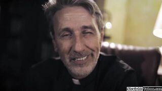 Priest fucks cheating babe to keep quiet
