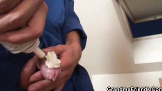 Huge melons grandmother 3 way screwed