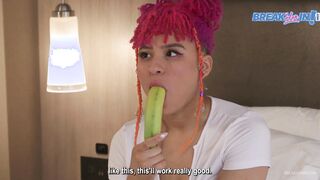 Perfect Young African chick Stuffs Banana inside Butt Cock into Snatch