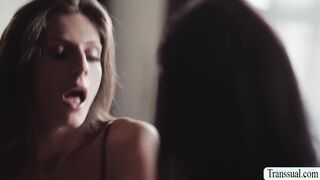 Shemale stepdaughter licks and fucks her goth stepmommy