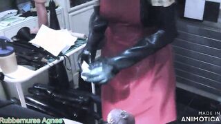 Rubbernurse Agnes´ rectal clinic - insane pegging under Corona protection conditions and over 30°C....let´s nailed this shit out of the body!