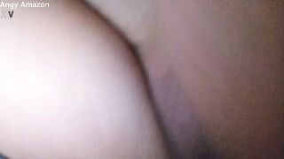 sucking off big black cock and being banged! doggy style while cuckold husband view from the living room