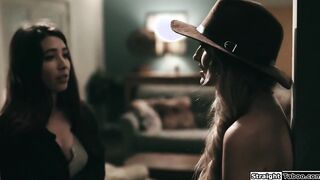 Doctor and brunette dominate a patient