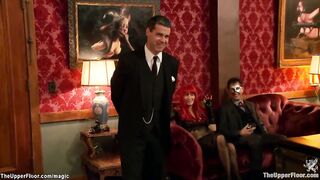 Big Boobed slaves tied and group sex banged
