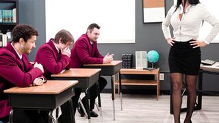 MILF teacher gangbanged by students