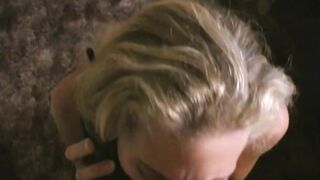 Blonde cougar housewife gets buttfucked into accidental anal sex! Hubby puts penis inside her asshole while she ride him and she keeps going and jizzes on his penis then blows the load out!