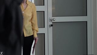 business - sub ex-wife - braless dress and downblouse inside outdoor