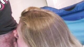 Goddess blonde amateur housewife deepthroats filthy talk point of view LONG cum facial!