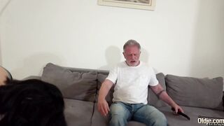 Fit teens makes grandpa freaky and have rough sex ride his big penis until he ejaculates