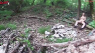 Spying a wonderful chick masturbating inside the woods