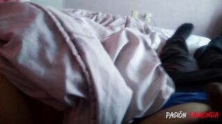 My aunt was resting and I couldn't resist seeing her inside her red g-string, I touched her, masturbated and came inside her | freaky passion