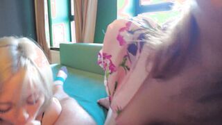 2 Bombshell girls inside threesome oral sex