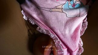 Hoe school girl (+teen) sexdoll masturbates with a sausage and makes a clip