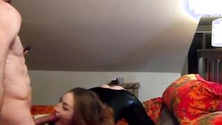 Submissive skank into leather becomes a sex sub