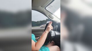 Adorable Beauty Smoking wearing Sunglasses and Mini Dress Driving Truck