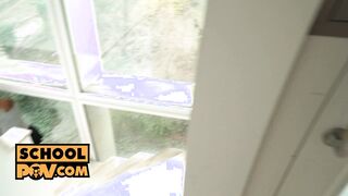 point of view - Mona Blue and Veronica Leal satisfaction their teacher's penis