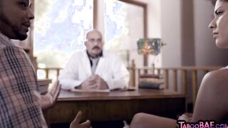IR sexy gets screwed by big black dick boyfriend inside front of pervert doctor
