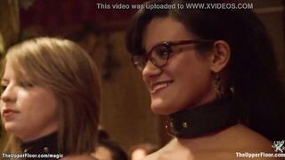 Nine amazingly hot slaves presented at party
