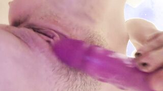Thin Cougar w Tiny Breasts Plays w Needy Vagina into Shower